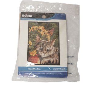 Plaid Bucilla Afternoon Nap Counted Cross Stitch Kit  5"x7" NWOT